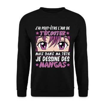 Anime | Ich zeichne Manga - Unisex Pullover - Schwarz - Vorne - Alina (178cm) & Michal (187cm)