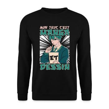 Mon Truc C'est Manga Et Dessin - Sweat-shirt Unisexe - noir - Devant - Alina (178cm) & Michal (187cm)