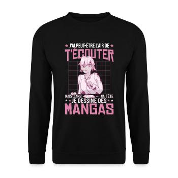 Je Dessine Des Mangas - Sweat-shirt Unisexe - noir - Devant - Alina (178cm) & Michal (187cm)