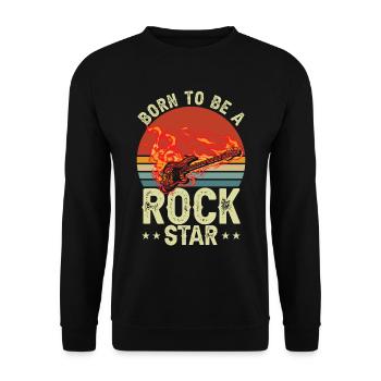 Né pour être une rock star | Guitare Rétro | Guitariste - Sweat-shirt Unisexe - noir - Devant - Alina (178cm) & Michal (187cm)