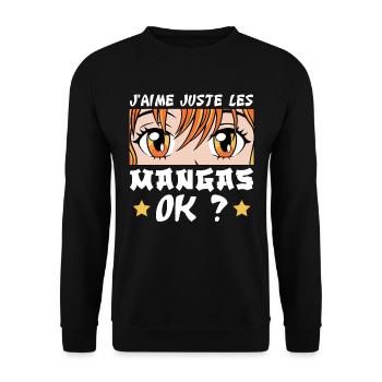 J'Aime Juste Les Mangas - Sweat-shirt Unisexe - noir - Devant - Alina (178cm) & Michal (187cm)
