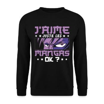 J'Aime Juste Les Mangas - Sweat-shirt Unisexe - noir - Devant - Alina (178cm) & Michal (187cm)