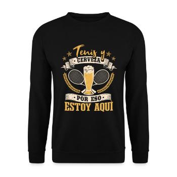 Tenis Y Cerveza Por Eso Estoy Aquì - Sweat-shirt Unisexe - noir - Devant - Alina (178cm) & Michal (187cm)