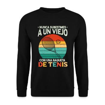 Un Viejo Con Una Raqueta De Tenis - Sweat-shirt Unisexe - noir - Devant - Alina (178cm) & Michal (187cm)
