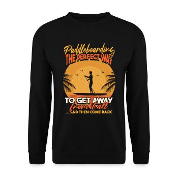 Lustiges Paddleboarding SUP Stand-Up Paddle Board - Unisex Pullover - Schwarz - Vorne - Alina (178cm) & Michal (187cm)