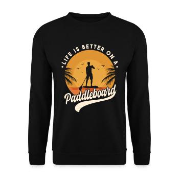 Das Leben ist besser auf einem Paddleboard - Unisex Pullover - Schwarz - Vorne - Alina (178cm) & Michal (187cm)