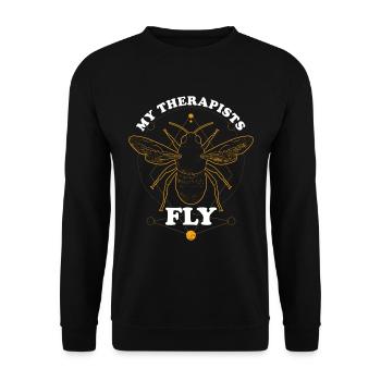 Meine Therapeuten fliegen - Unisex Pullover - Schwarz - Vorne - Alina (178cm) & Michal (187cm)