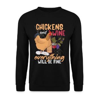 Poulets & Vin - Sweat-shirt Unisexe - noir - Devant - Alina (178cm) & Michal (187cm)