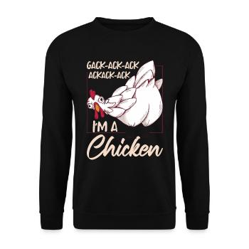 Je suis un poulet | Drôle d’agriculteur Élevage Coq de poule - Sweat-shirt Unisexe - noir - Devant - Alina (178cm) & Michal (187cm)