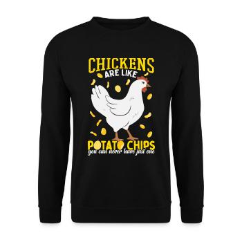 Les poulets sont comme des croustilles - Sweat-shirt Unisexe - noir - Devant - Alina (178cm) & Michal (187cm)