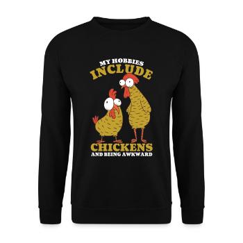 My Hobbies Include Chickens - Unisex Sweatshirt - black - Front - Alina (178cm) & Michal (187cm)