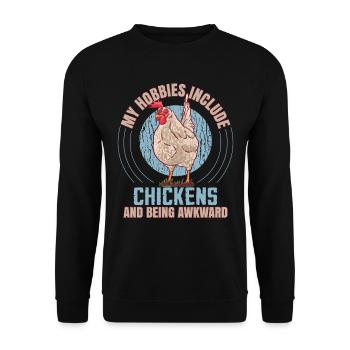 My Hobbies Include Chickens - Unisex Sweatshirt - black - Front - Alina (178cm) & Michal (187cm)