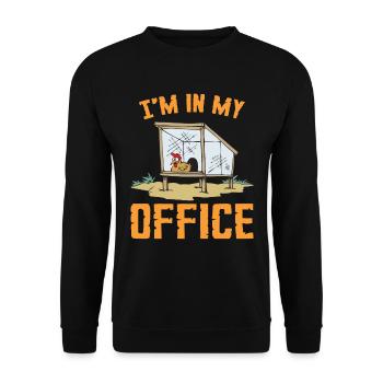 Je suis dans mon bureau | Drôle de dame de poulet de ferme - Sweat-shirt Unisexe - noir - Devant - Alina (178cm) & Michal (187cm)