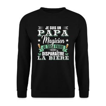 Fête Des Père Cadeau | Je Suis Un Papa Magicien - Sweat-shirt Unisexe - noir - Devant - Alina (178cm) & Michal (187cm)