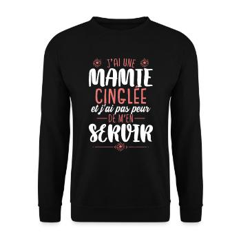 Fête Des Mères Petite Fille Mamie Humour - Sweat-shirt Unisexe - noir - Devant - Alina (178cm) & Michal (187cm)
