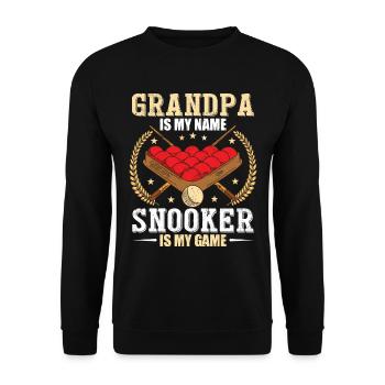 Vatertag Opa ist mein Name Snooker ist mein Spiel - Unisex Pullover - Schwarz - Vorne - Alina (178cm) & Michal (187cm)