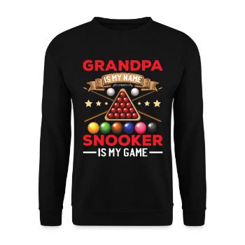 Opa ist mein Name Snooker ist mein Spiel - Unisex Pullover - Schwarz - Vorne - Alina (178cm) & Michal (187cm)