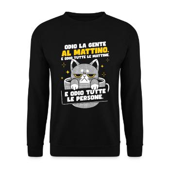 Morning Cat Coffee - Unisex Sweatshirt - black - Front - Alina (178cm) & Michal (187cm)