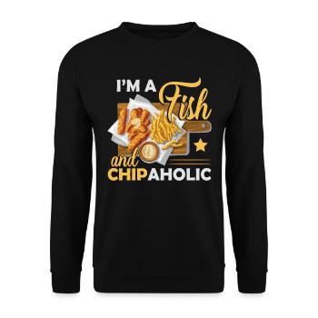 I'm A Fish And Chipaholic - Unisex Sweatshirt - black - Front - Alina (178cm) & Michal (187cm)