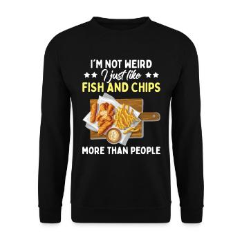 British Food | I Just Like Fish And Chips - Unisex Sweatshirt - black - Front - Alina (178cm) & Michal (187cm)