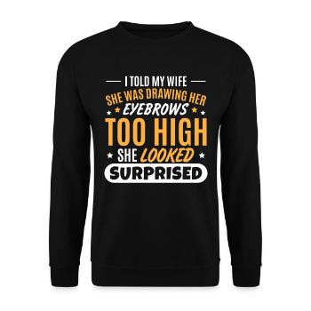 Papa Scherz Shirt Vatertag - Unisex Pullover - Schwarz - Vorne - Alina (178cm) & Michal (187cm)