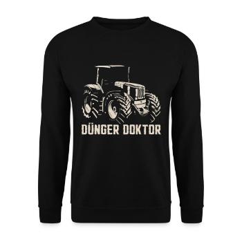 Dünger Doktor | Landwirt | Schlepper | Traktor - Unisex Pullover - Schwarz - Vorne - Alina (178cm) & Michal (187cm)