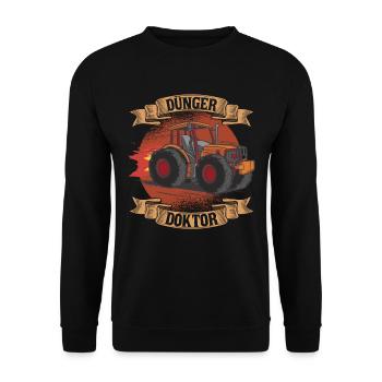 Dünger Doktor | Trecker | Traktor | Schlepper - Unisex Pullover - Schwarz - Vorne - Alina (178cm) & Michal (187cm)