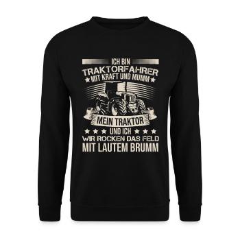 Ich Bin Ein Traktorfahrer Trecker Schlepper - Unisex Pullover - Schwarz - Vorne - Alina (178cm) & Michal (187cm)