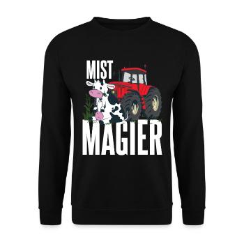 Mist Magier | Lustiges Landwirt Bauern - Unisex Pullover - Schwarz - Vorne - Alina (178cm) & Michal (187cm)