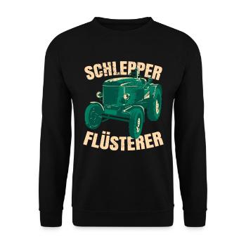 Schlepper Flüsterer - Unisex Pullover - Schwarz - Vorne - Alina (178cm) & Michal (187cm)