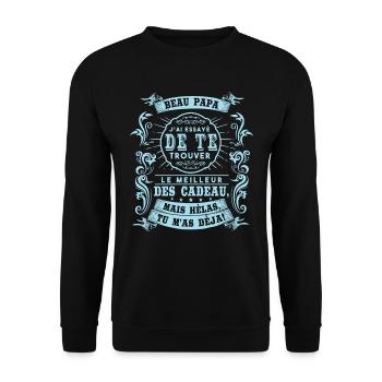 Beau Papa Humour Cadeau Fête Des Pères - Sweat-shirt Unisexe - noir - Devant - Alina (178cm) & Michal (187cm)