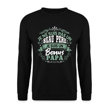 Je Suis Un Papa Bonus Fête Des Pères - Sweat-shirt Unisexe - noir - Devant - Alina (178cm) & Michal (187cm)