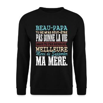 Drôle Beau Papa Fête Des Pères - Sweat-shirt Unisexe - noir - Devant - Alina (178cm) & Michal (187cm)