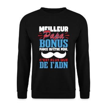 Meilleur Papa Bonus Fête Des Pères Drôle - Sweat-shirt Unisexe - noir - Devant - Alina (178cm) & Michal (187cm)