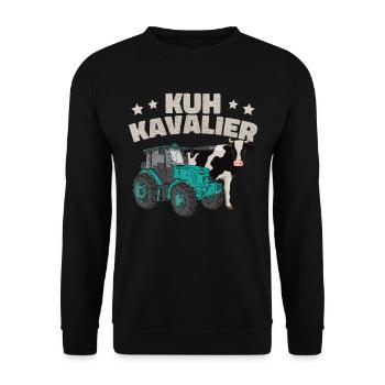 Lustiges Bauern Landwirt Geschenk - Unisex Pullover - Schwarz - Vorne - Alina (178cm) & Michal (187cm)