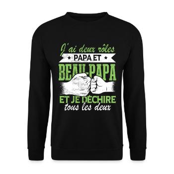 Papa Et Beau Papa | Fête Des Pères - Sweat-shirt Unisexe - noir - Devant - Alina (178cm) & Michal (187cm)