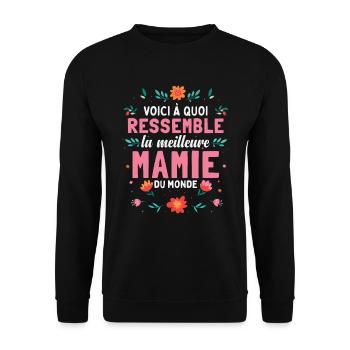 Voici À Quoi La Meilleure Mamie Du Monde - Sweat-shirt Unisexe - noir - Devant - Alina (178cm) & Michal (187cm)