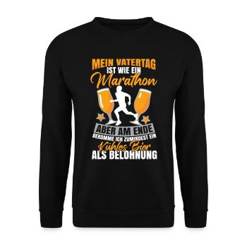 Mein Vatertag Ist Wie Ein Marathon - Unisex Pullover - Schwarz - Vorne - Alina (178cm) & Michal (187cm)