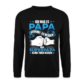 Lustiges Vatertag Papa Spruch Vater - Unisex Pullover - Schwarz - Vorne - Alina (178cm) & Michal (187cm)