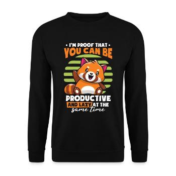 Sie können gleichzeitig produktiv und faul sein - Unisex Pullover - Schwarz - Vorne - Alina (178cm) & Michal (187cm)