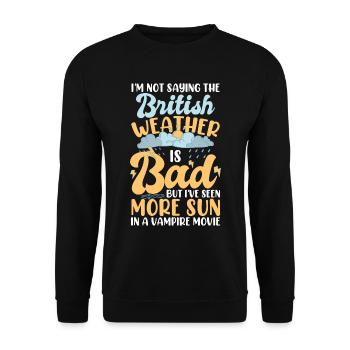 Lustiges britisches Wetter - Unisex Pullover - Schwarz - Vorne - Alina (178cm) & Michal (187cm)