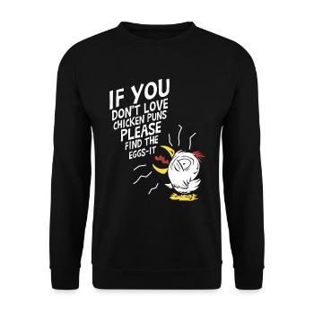 Funny Chicken Puns Eggs Farming Rooster Hen - Unisex Sweatshirt - black - Front - Alina (178cm) & Michal (187cm)
