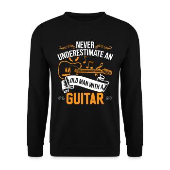 Unterschätze niemals einen alten Mann mit einer Gitarre - Unisex Pullover - Schwarz - Vorne - Alina (178cm) & Michal (187cm)