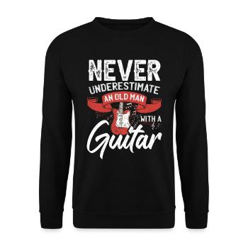 Unterschätze niemals einen alten Mann mit einer Gitarre - Unisex Pullover - Schwarz - Vorne - Alina (178cm) & Michal (187cm)