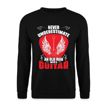 Unterschätze niemals einen alten Mann mit einer Gitarre - Unisex Pullover - Schwarz - Vorne - Alina (178cm) & Michal (187cm)