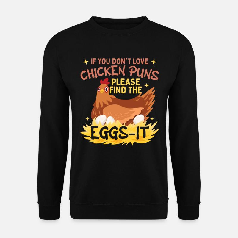 Hühner-Wortspiele - Unisex Pullover - Schwarz