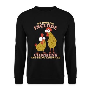 My Hobbies Include Chickens - Unisex Sweatshirt - black - Front - Alina (178cm) & Michal (187cm)