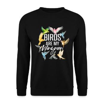 Vögel Lustige Vogelbeobachtung Humor - Unisex Pullover - Schwarz - Vorne - Alina (178cm) & Michal (187cm)