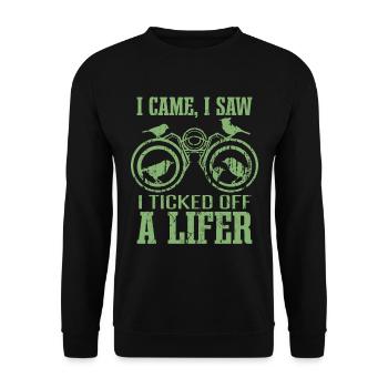 Vogelbeobachtung Zitat Lustige Vogelbeobachtung - Unisex Pullover - Schwarz - Vorne - Alina (178cm) & Michal (187cm)