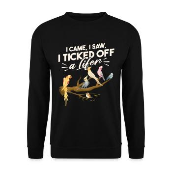 Vogelbeobachter Lustige Vogelbeobachtung Vogelbeobachtung Humor - Unisex Pullover - Schwarz - Vorne - Alina (178cm) & Michal (187cm)